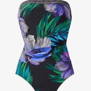 NWT Miraclesuit Avanti One Piece in Flora Aura Size 16 Black and Multi Color